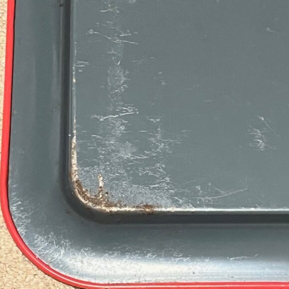 VTG Belding Michigan Centennial Metal Tray 1857-1957 - Red & Gold - Picture 10 of 11